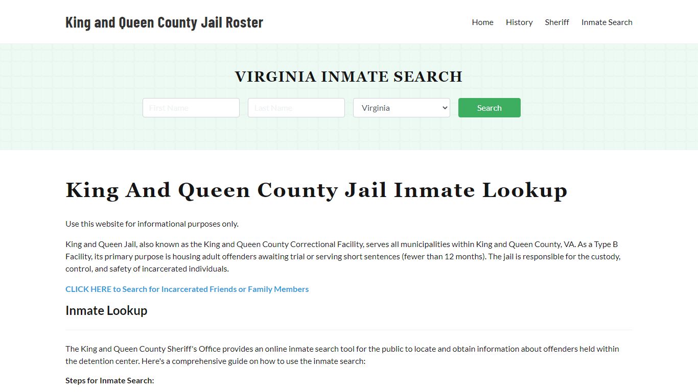 King and Queen County Jail Roster Lookup, VA, Inmate Search