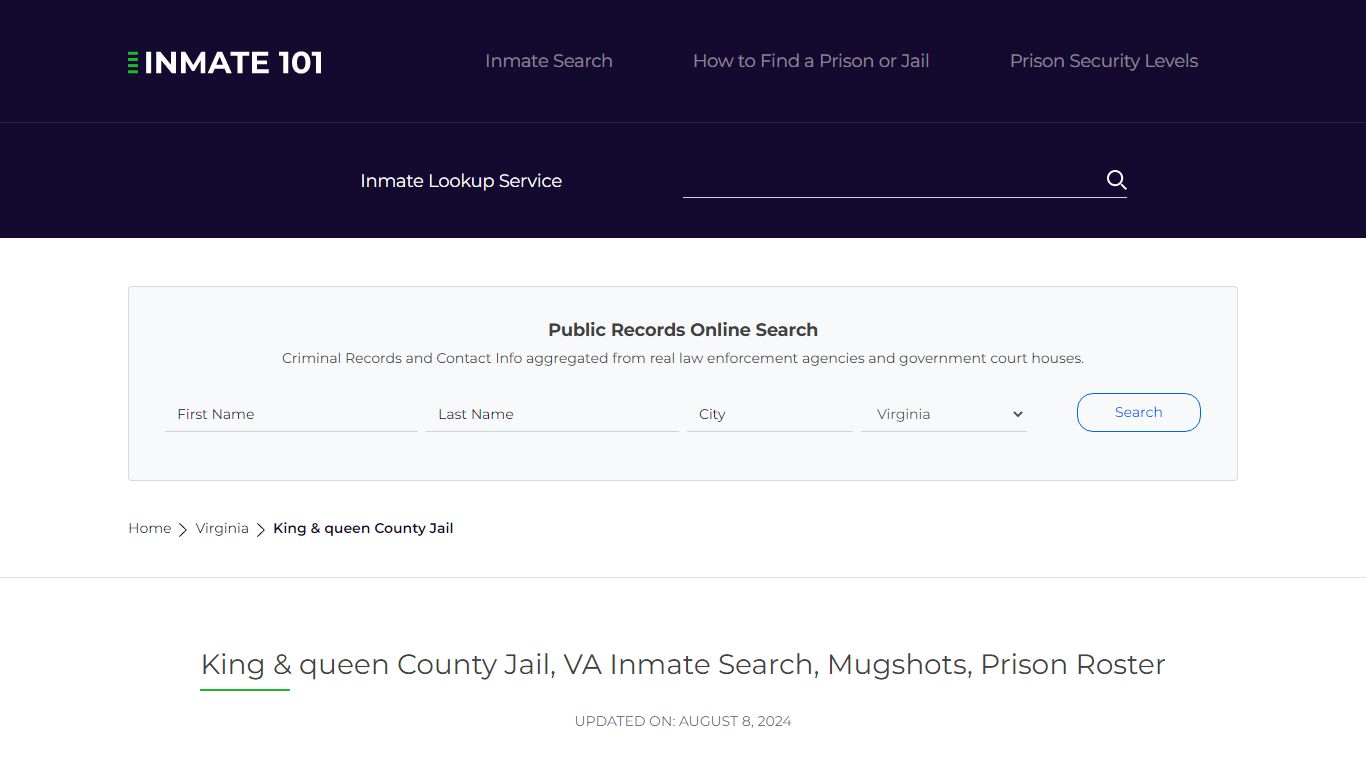 King & queen County Jail, VA Inmate Search, Mugshots, Prison Roster