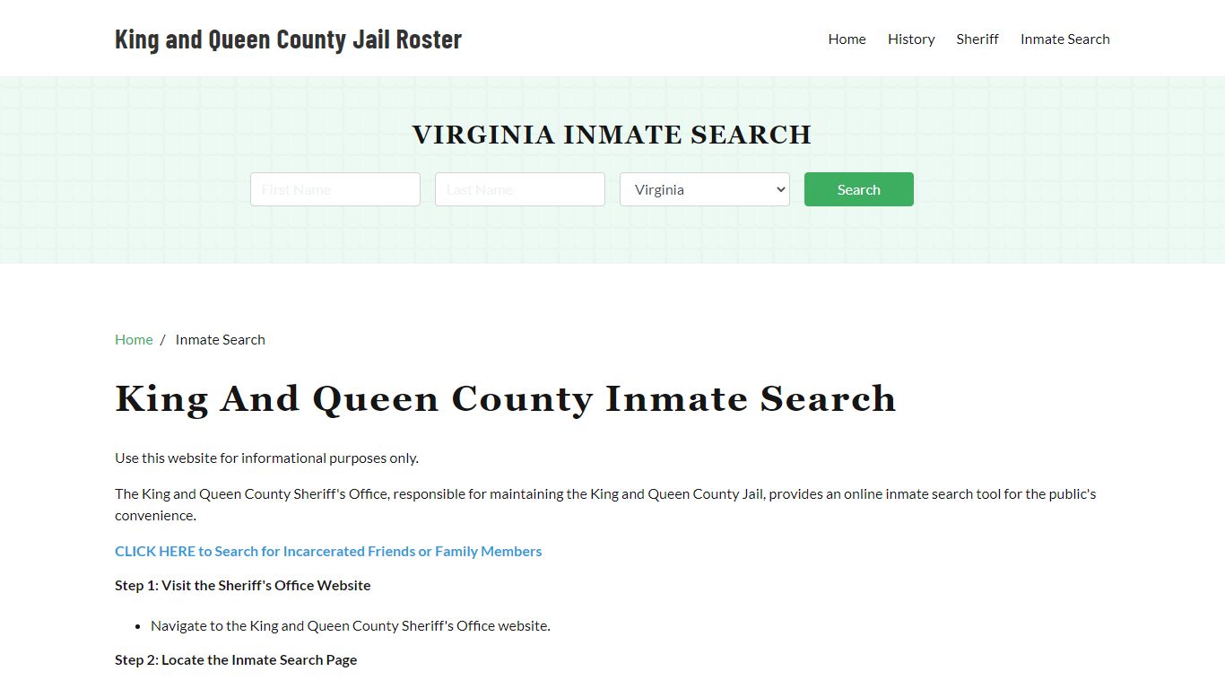 King and Queen County, VA Detainee Lookup